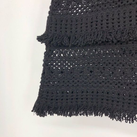 Joie Serena Fringe Mini Skirt in Black Caviar Woven Knit Loop Trim size 4 NWT - Picture 3 of 7